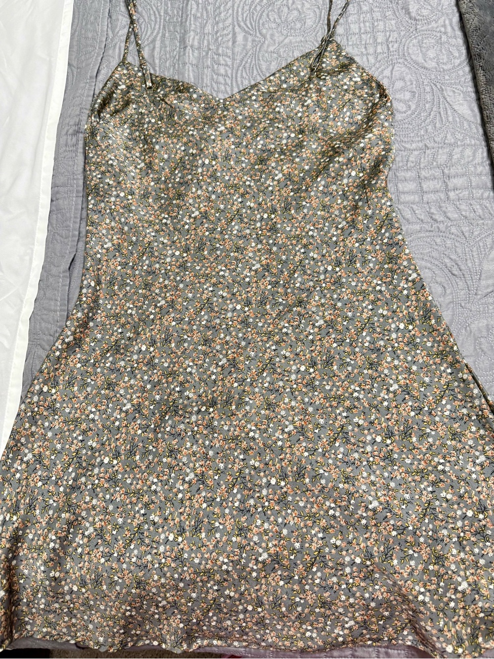 NEW! Audrey3+1 Floral Slate Gray Spaghetti Strap Dress